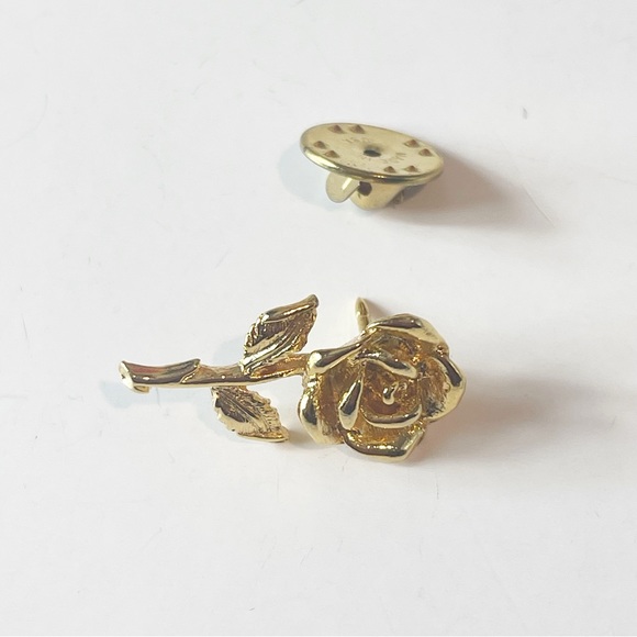 Rose Gold Tone Leaves Lapel Hat Tie Pin Souvenir Vintage - Picture 3 of 7